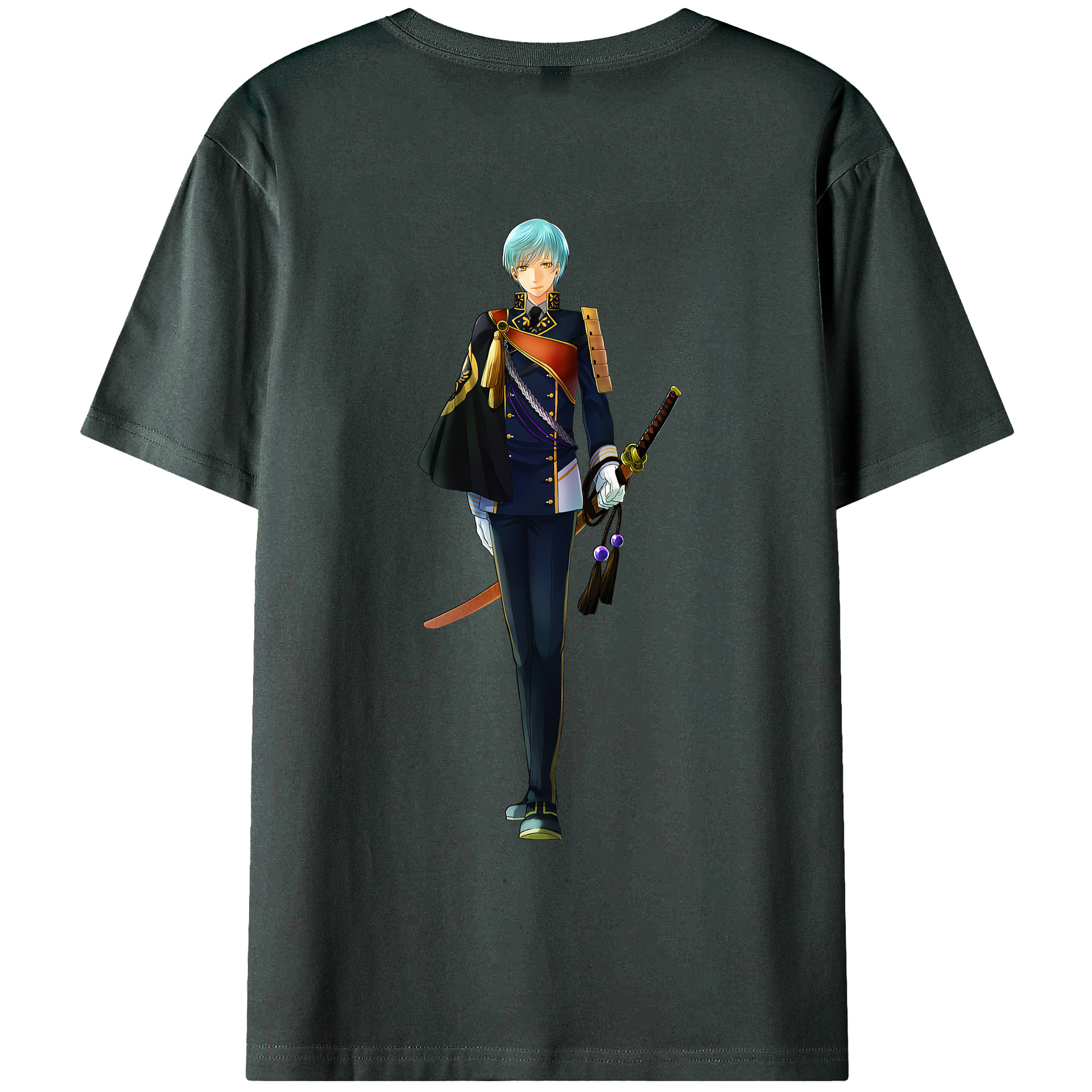 （画像用） 刀剣乱舞 Touken Ranbu 綿100％ メンズ半袖Tシャツ（バックプリント） 通気性